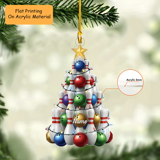 Personalized Bowling Ball Ornament, Bowling Christmas Keychain, Car Ornament, Christmas Ornament Gifts