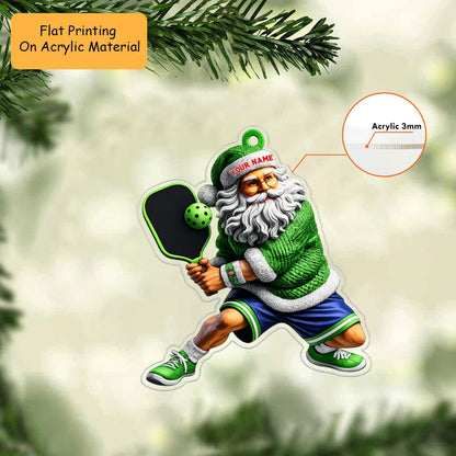 Personalized Santa Claus Playing Pickleball Christmas Ornament, Custom Bowling Christmas Gift, Keychain Bowling, Car Ornament Bowling
