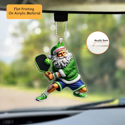 Personalized Santa Claus Playing Pickleball Christmas Ornament, Custom Bowling Christmas Gift, Keychain Bowling, Car Ornament Bowling