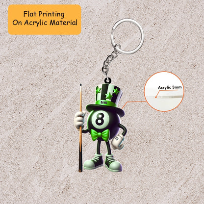 Personalized Billiards Christmas Ornament, Dapper Ball Top Hat Mascot, Custom Ornament Christmas Gift, Keychain Bowling, Car Ornament Bowling
