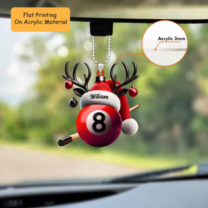 Personalized Billiards Christmas Ornament, Pool Ball With Reindeer Antlers, Custom Ornament Christmas Gift, Keychain Bowling, Car Ornament Bowling