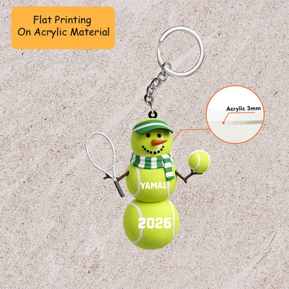 Personalized Tennis Christmas Ornament, Tennis Ball Snowman With Racket, Custom Ornament Christmas Gift, Keychain Bowling, Car Ornament Bowling