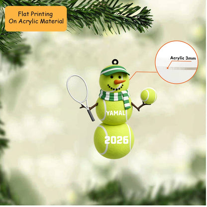 Personalized Tennis Christmas Ornament, Tennis Ball Snowman With Racket, Custom Ornament Christmas Gift, Keychain Bowling, Car Ornament Bowling