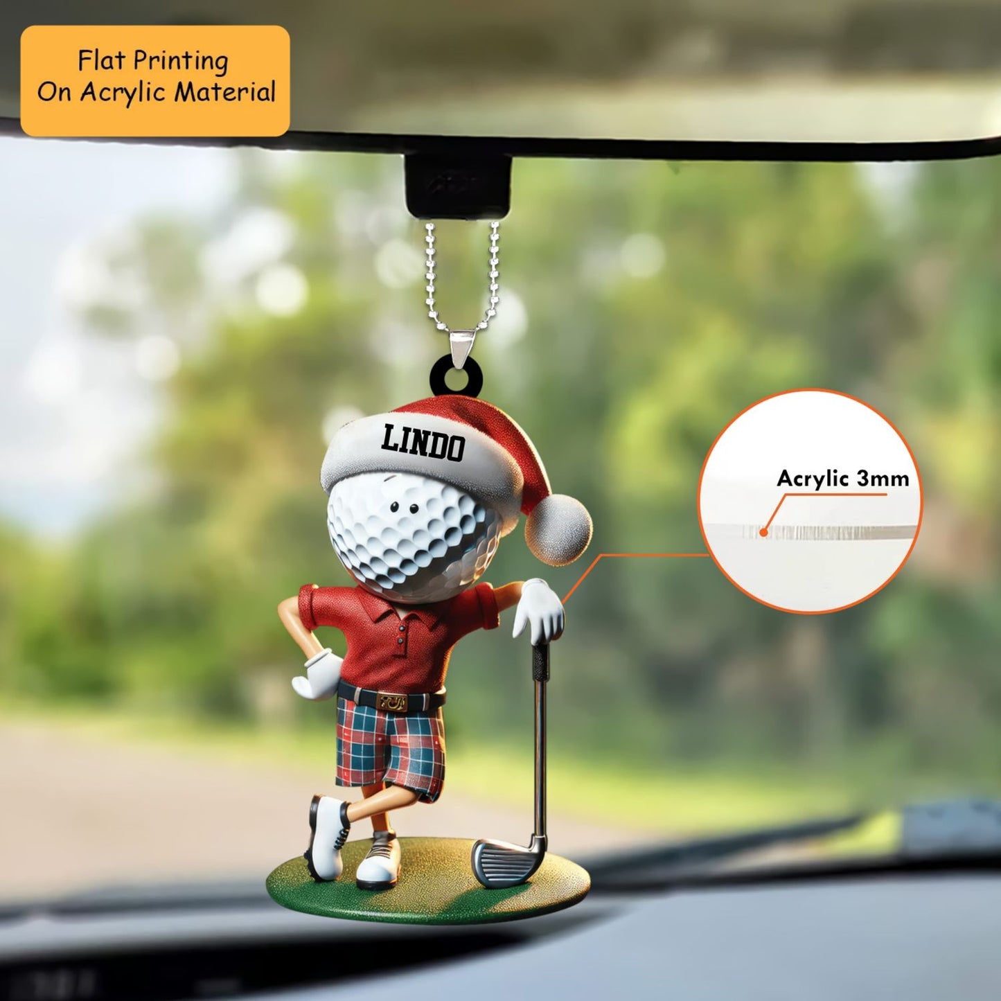 Personalized Golf  Cart  Acrylic Ornament, Golf Keychain, Car Ornament, Christmas Ornament Gifts