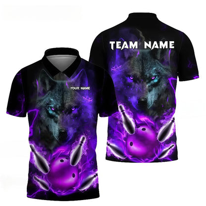 Wolf Graphic Purple Lightning Unisex Polo Shirt