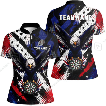 Custom Dart Jersey Team Shirt For Players, American Flag and Eagle Hold Board, Personalize Name and Team Name