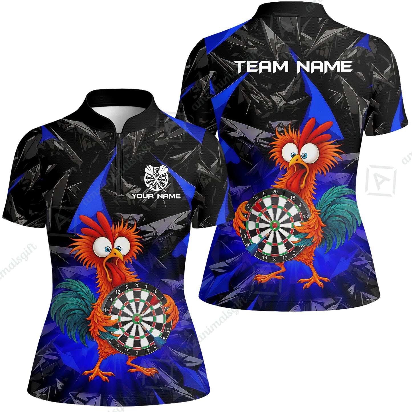 Custom Darts Team Jersey, Personalized Funky Rooster Dart Shirt For Players With Name & Team Name