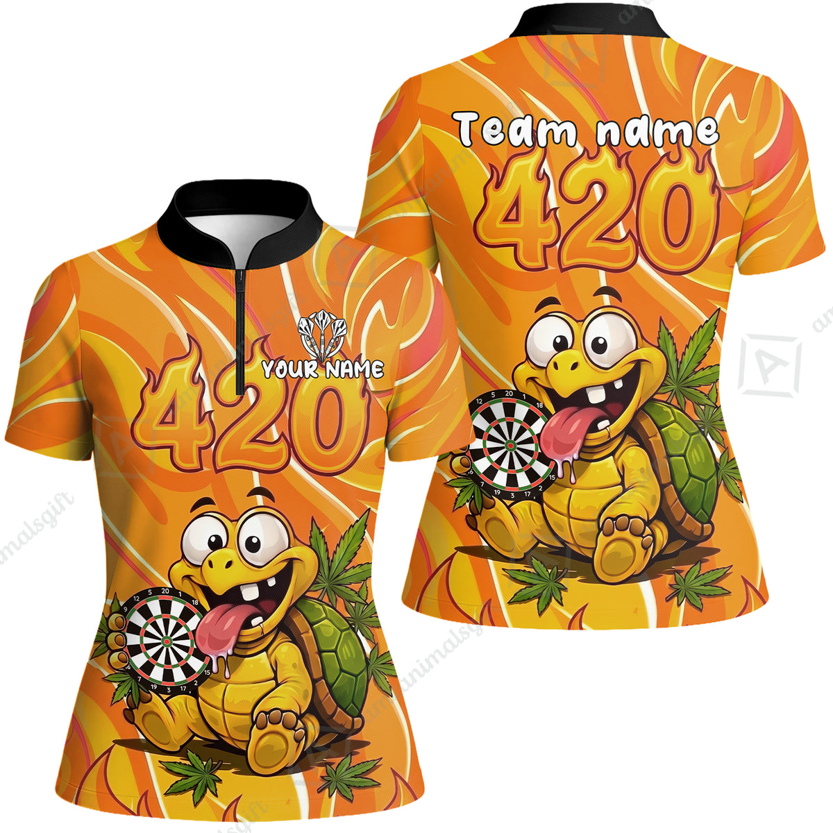 Custom Dart Jersey Team Shirt For Players, Funny Turtle 420, Personalize Name and Team Name