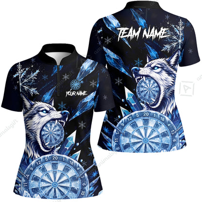 Customized Ice Wolf Crystal Winter Mascot Darts Jersey, Personalized Name And Team Name For Players