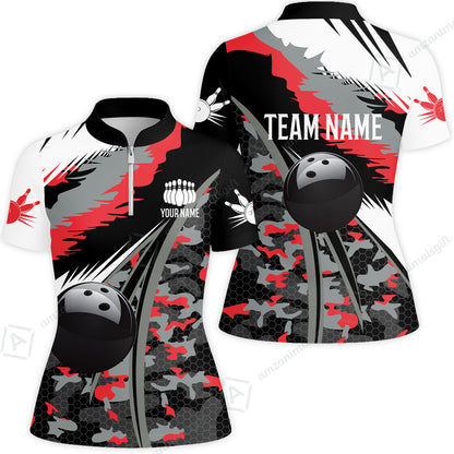 Custom Bowling Team Jersey, Personalized Long Sleeve Jersey Shirt Camo Bowling Shirt with Name & Team Name