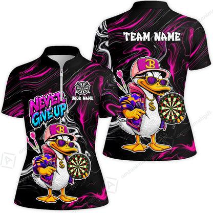 Customized Darts Team Jersey, Duck Never Give Up, Personalized Darts Name And Team Name