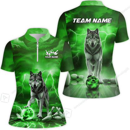 Custom Bowling Jersey Polo Shirt, Electric Wolf Bowling Custom Bowling Jersey Team Shirt For Players With Name & Team Name