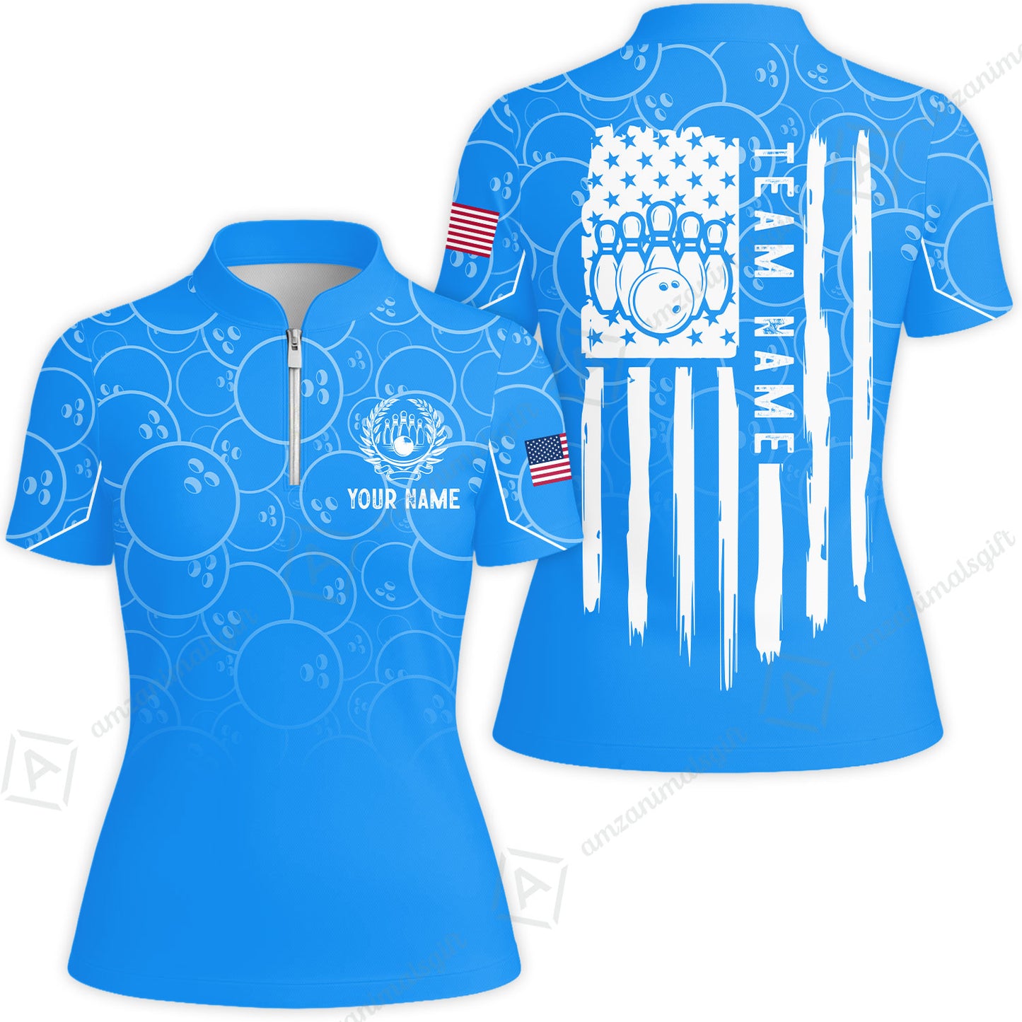 Custom Bowling Jersey Polo Shirt, Vibrant Kelly Ball Pattern Flag, Custom Bowling Jersey Team Shirt For Players With Name and Team Name