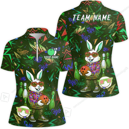 Custom Hip Hop Rabbit Bowling Jersey Polo Shirt, Custom Hip Hop Rabbit Bowling Jersey Team Shirt For Players With Name & Team Name