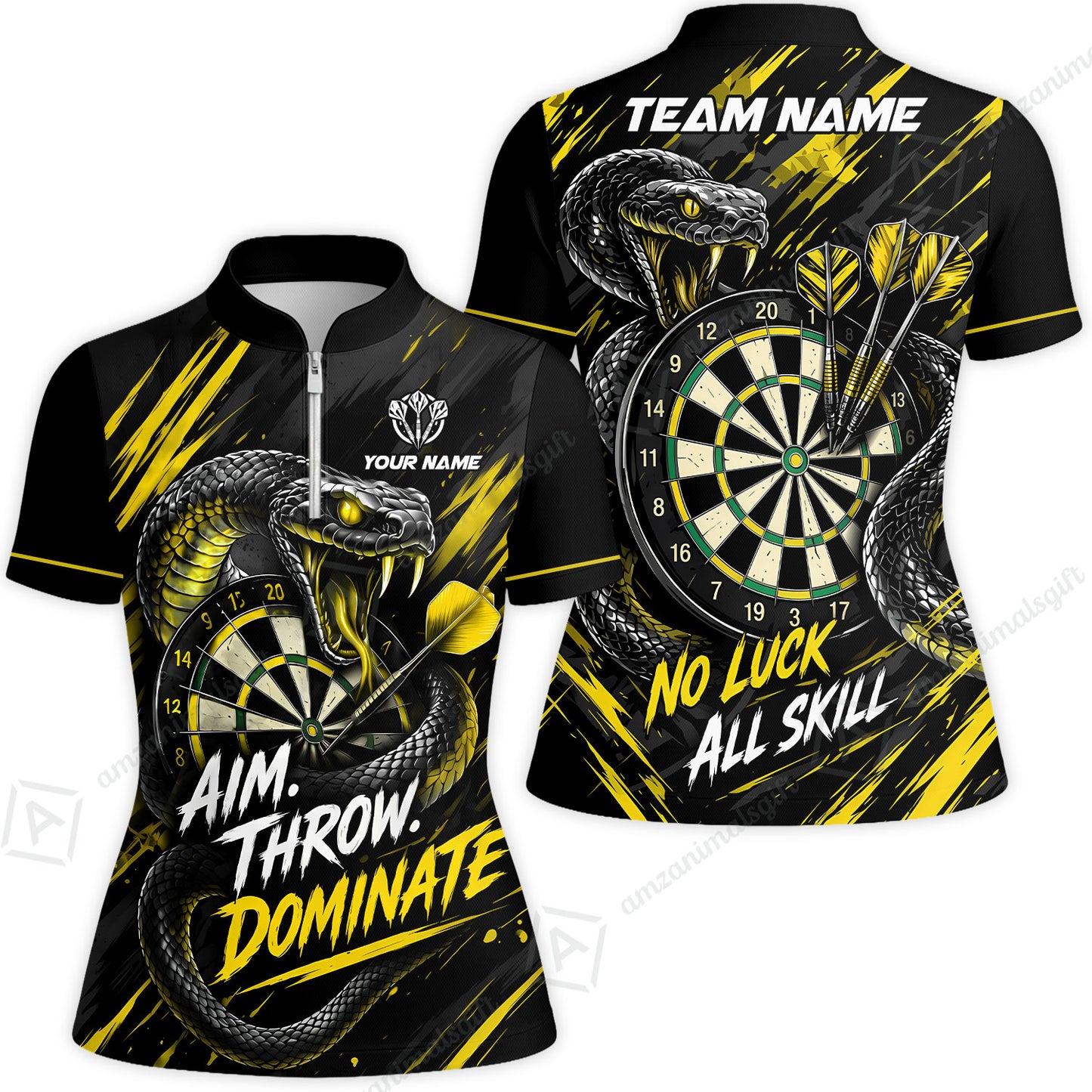 Customized Darts Team Jersey, Personalized Snake Darts Abstract Background Polo Shirt For Players With Name & Team Name