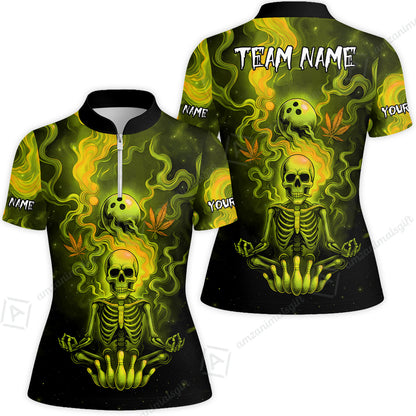 Custom Bowling Team Unisex Polo Shirt, Neon Skull CNB Bowling Custom Shirt Featuring Personalized Name and Team Name