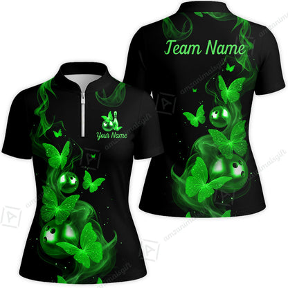 Custom Bowling Jersey Polo Shirt, Butterfly Bowling Smoke, Custom Bowling Jersey Team Shirt For Players With Name & Team Name