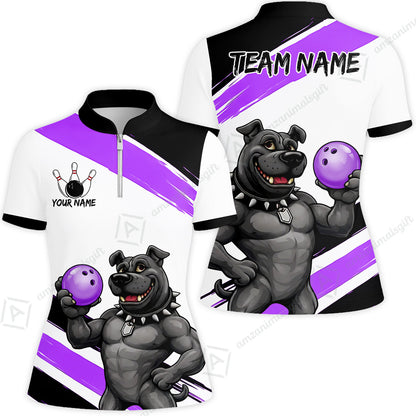 Custom Bowling Jersey Polo Shirt, Badass Dog Bowling Custom Bowling Jersey Team Shirt For Players With Name & Team Name
