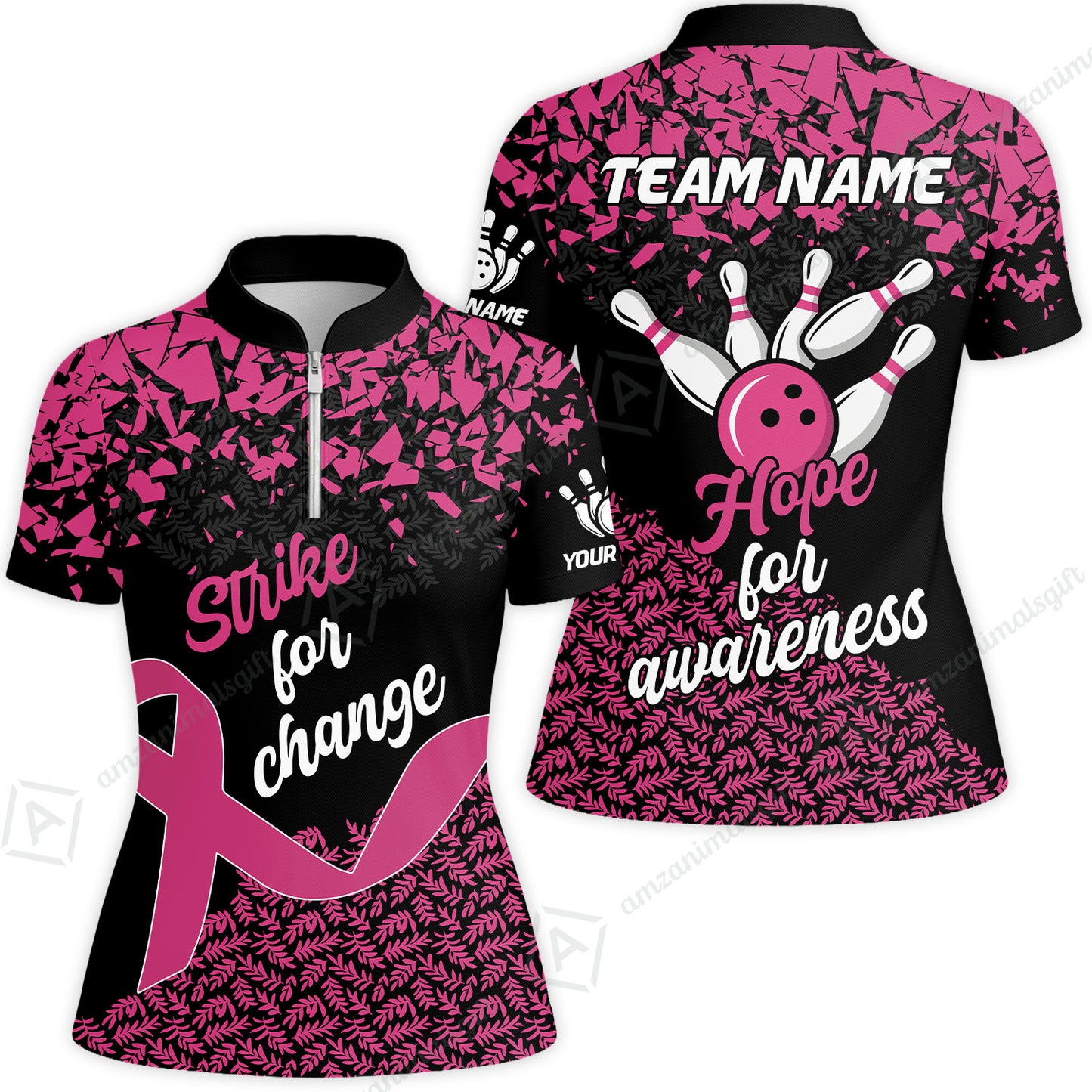 Custom Bowling Jersey Uniform Shirt, Bowling Strike For Change Team Shirt For Players With Name & Team Name