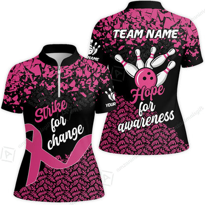 Custom Bowling Jersey Uniform Shirt, Bowling Strike For Change Team Shirt For Players With Name & Team Name