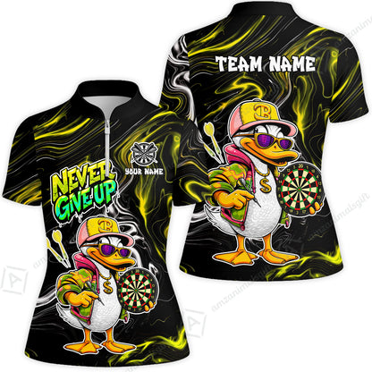 Customized Darts Team Jersey, Duck Never Give Up, Personalized Darts Name And Team Name