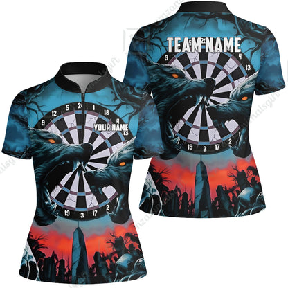 Custom Darts Team Jersey, Personalized Black Forest Wolves Dart Polo Shirt For Players With Name & Team Name