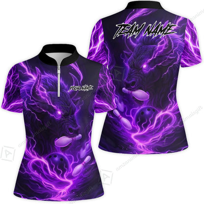 Custom Bowling Jersey Polo Shirt, Charging Bull Bowling Custom Bowling Jersey Team Shirt For Players With Name & Team Name