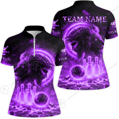Custom Bowling Team Short Sleeve Men Polo Shirt, Flame The Lion OF Judah With Bowling, Custom Name and Team Name for Bowlers