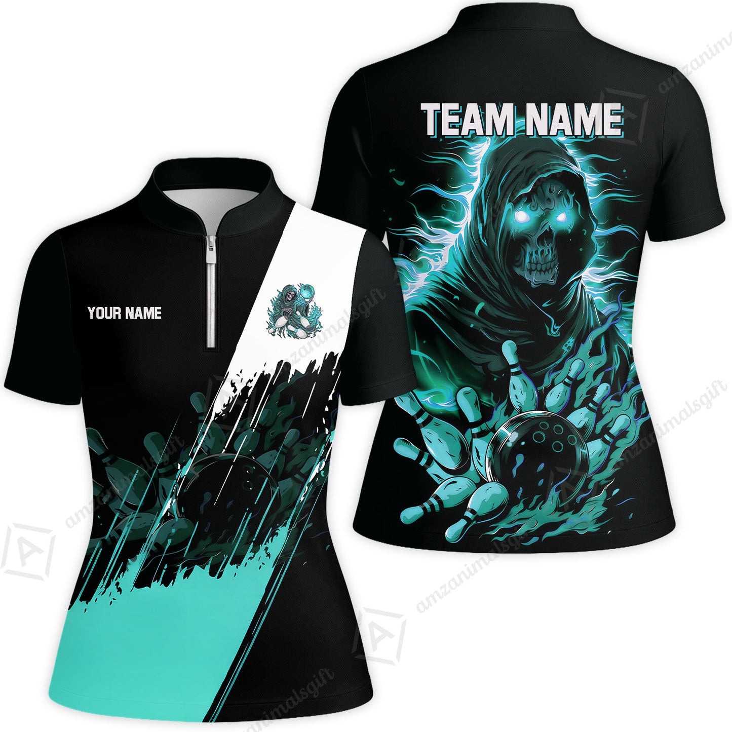 Custom Bowling Jersey Polo Shirt, Glow Reaper Bowling Custom Bowling Jersey Team Shirt For Players With Name & Team Name