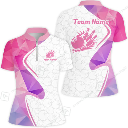 Custom Bowling Jersey Polo Shirt, Polygon Pink Color Purple, Custom Bowling Jersey Team Shirt For Players With Name and Team Name