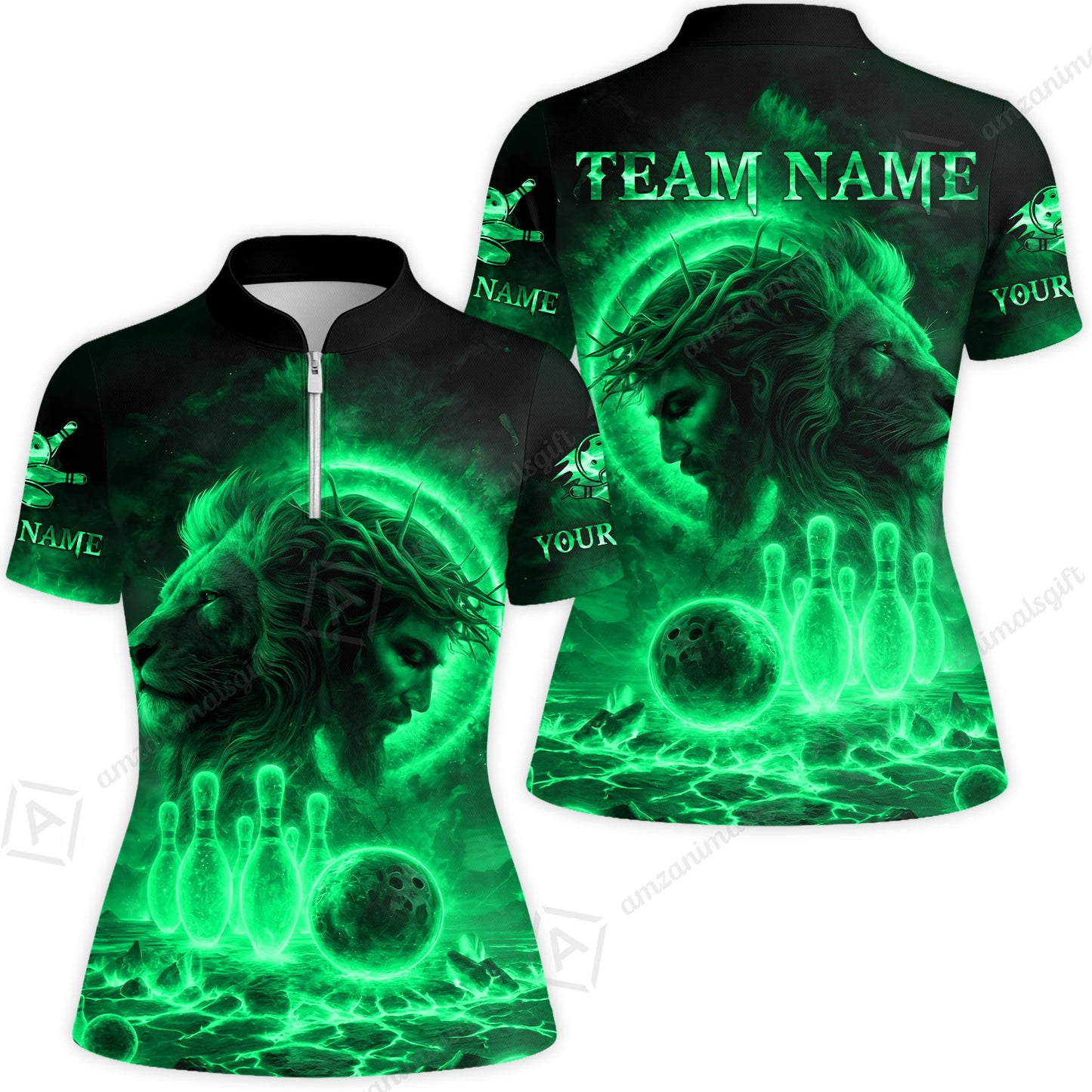 Custom Bowling Team Short Sleeve Men Polo Shirt, Flame The Lion OF Judah With Bowling, Custom Name and Team Name for Bowlers