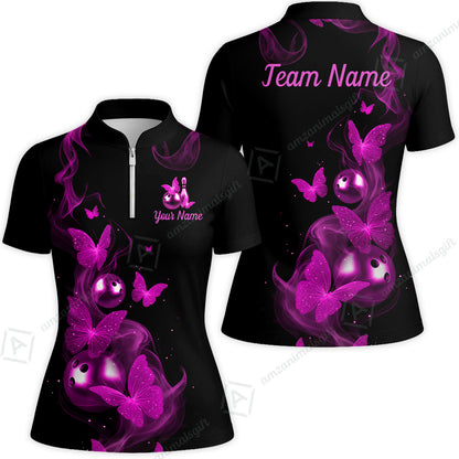 Custom Bowling Jersey Polo Shirt, Butterfly Bowling Smoke, Custom Bowling Jersey Team Shirt For Players With Name & Team Name