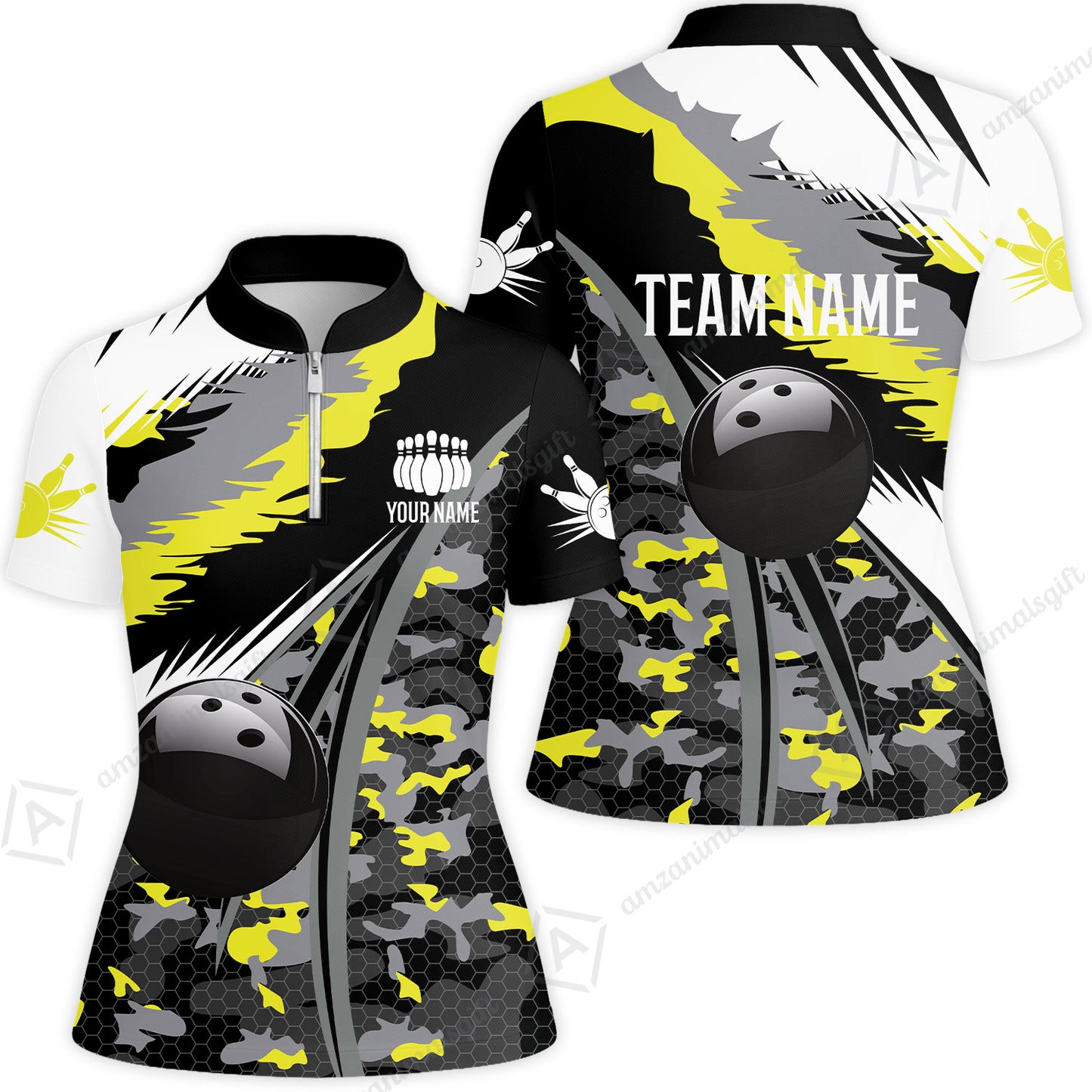 Custom Bowling Team Jersey, Personalized Long Sleeve Jersey Shirt Camo Bowling Shirt with Name & Team Name