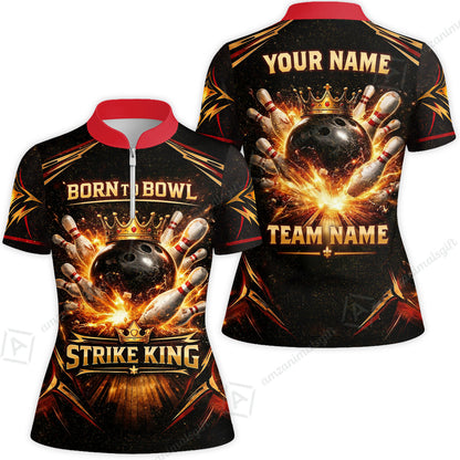 Custom Bowling Jersey Polo Shirt, Born to Bowl King Bowling, Custom Bowling Jersey Team Shirt With Name & Team Name