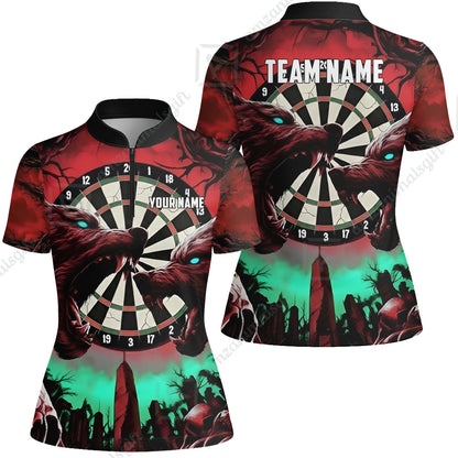 Custom Darts Team Jersey, Personalized Black Forest Wolves Dart Polo Shirt For Players With Name & Team Name