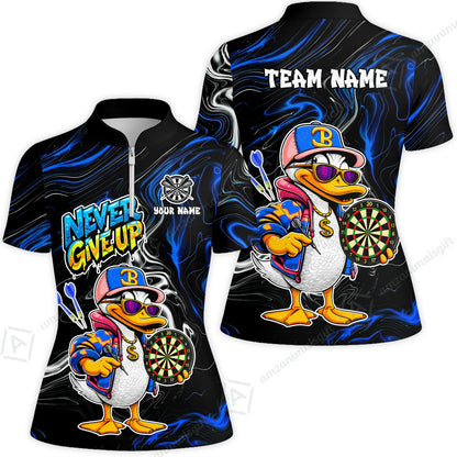 Customized Darts Team Jersey, Duck Never Give Up, Personalized Darts Name And Team Name