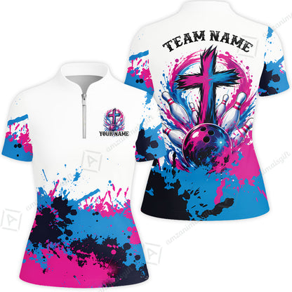 Custom Bowling Jersey Polo Shirt, Splash Pain Bowling Cross Colorful, Custom Bowling Jersey Team Shirt For Players With Name & Team Name