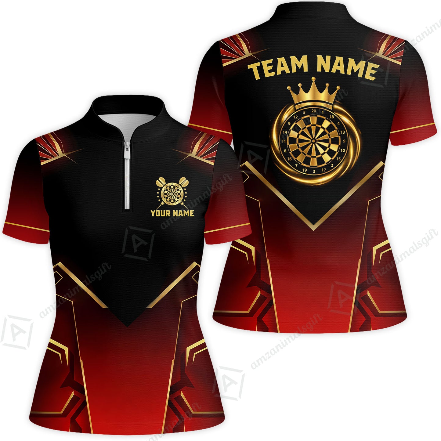 Custom Luxury Golden Crown Darts Jersey Polo Shirt, Custom Luxury Golden Crown Dart Jersey Team Shirt For Players With Name & Team Name