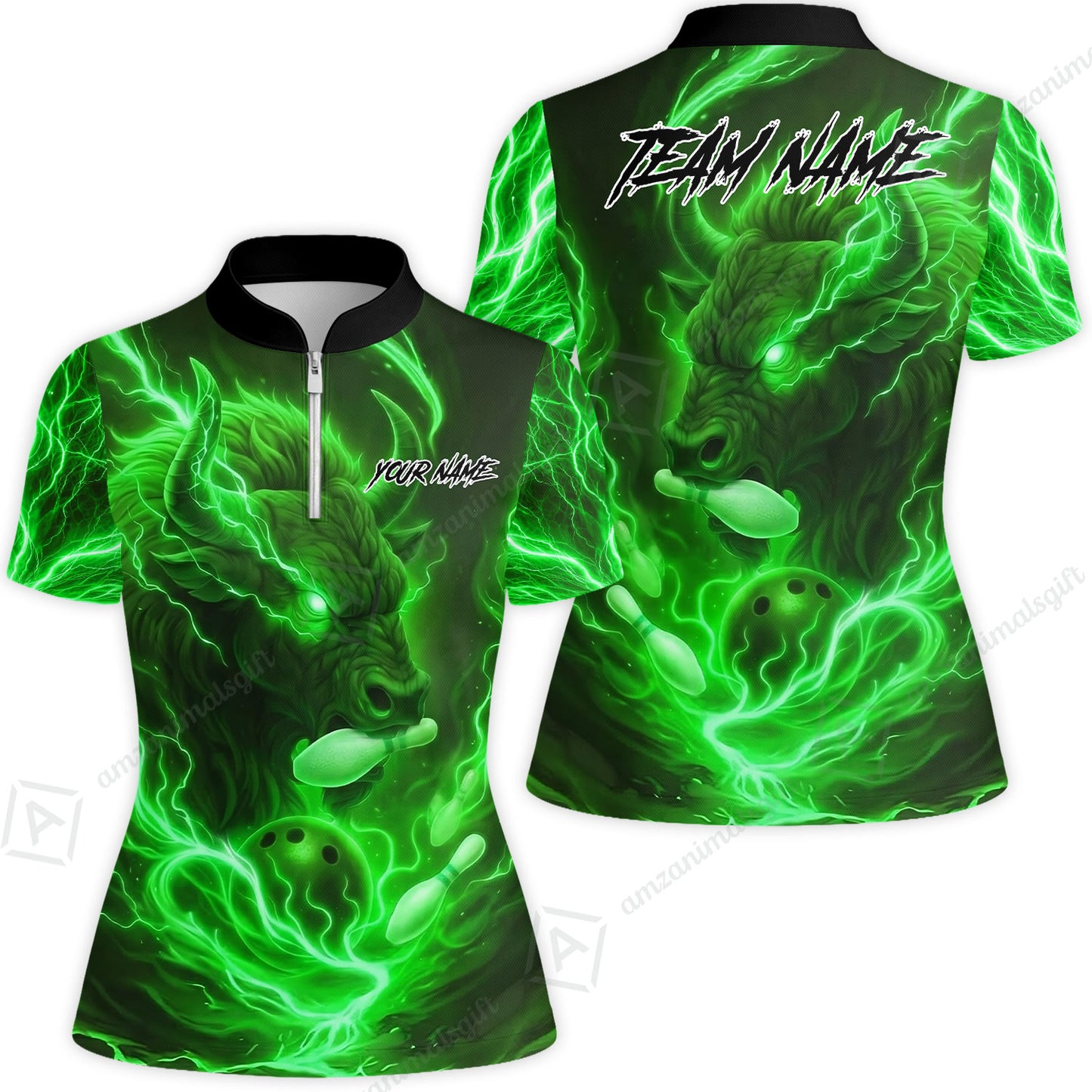 Custom Bowling Jersey Polo Shirt, Charging Bull Bowling Custom Bowling Jersey Team Shirt For Players With Name & Team Name