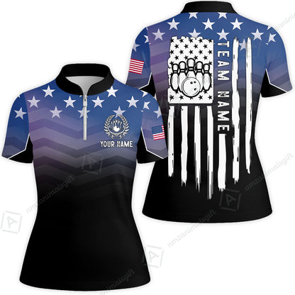 Custom Bowling Jersey Polo Shirt, Vertical Distressed Flag Chevron Gradient, Custom Bowling Jersey Team Shirt For Players With Name and Team Name