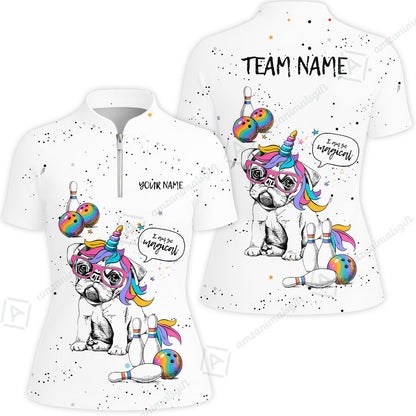 Custom Bowling Jersey Polo Shirt, Pug Bowling I Am So Magical, Custom Bowling Jersey Team Shirt For Players With Name and Team Name