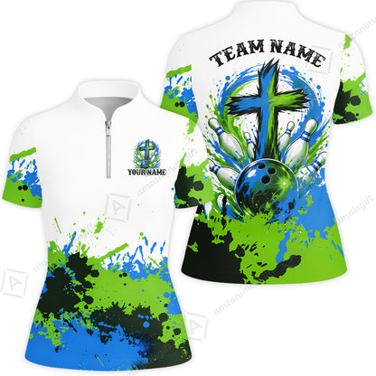 Custom Bowling Jersey Polo Shirt, Splash Pain Bowling Cross Colorful, Custom Bowling Jersey Team Shirt For Players With Name & Team Name