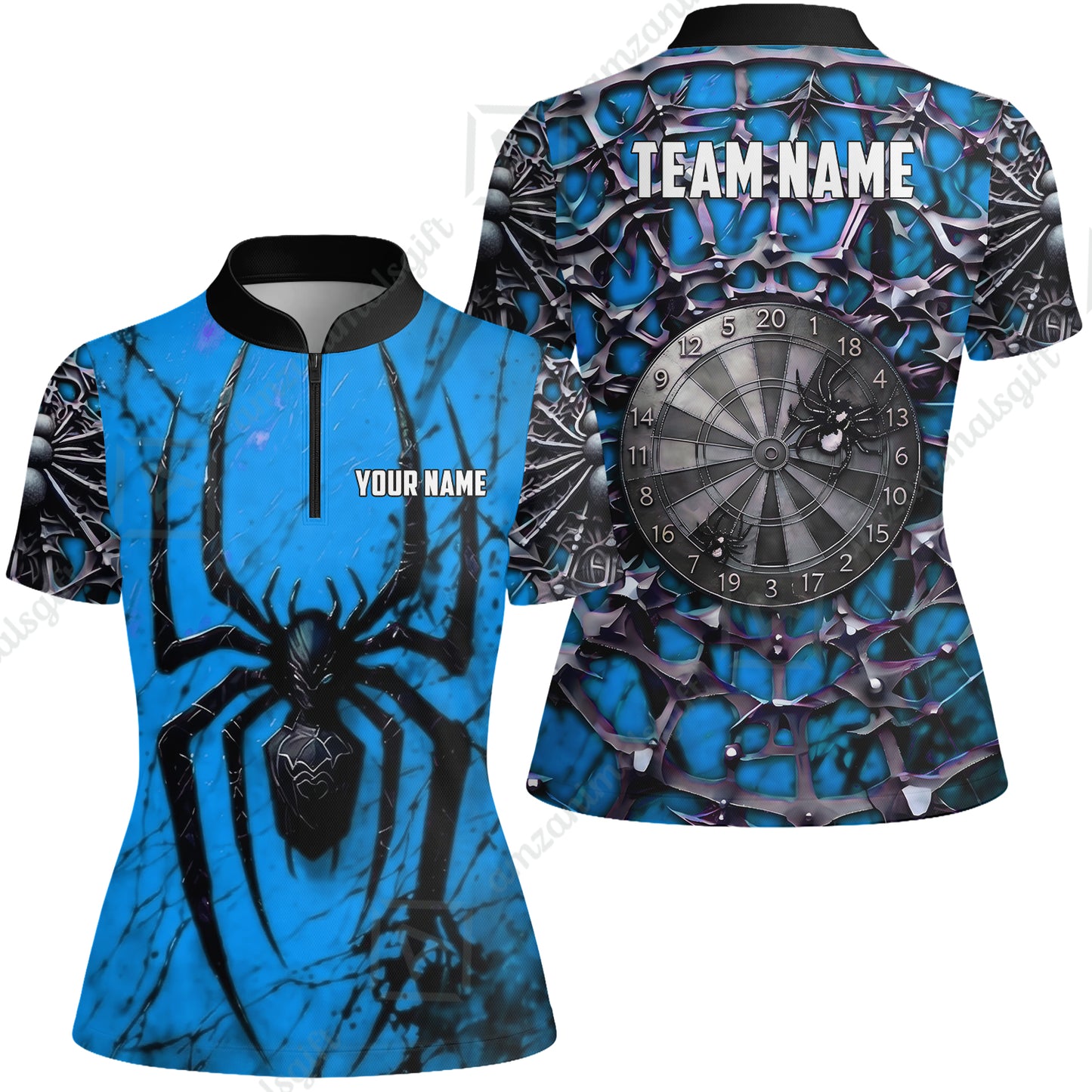 Custom Darts Jersey Polo Shirt, Gothic Widow Spiderweb, Custom Dart Jersey Team Shirt For Players With Name & Team Name