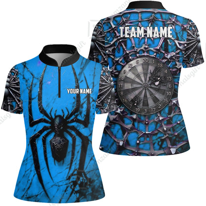 Custom Darts Jersey Polo Shirt, Gothic Widow Spiderweb, Custom Dart Jersey Team Shirt For Players With Name & Team Name