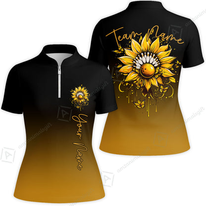 Custom Bowling Jersey Polo Shirt, Sunflower Bowling Pin Gradient Background, Custom Bowling Jersey Team Shirt For Players With Name and Team Name