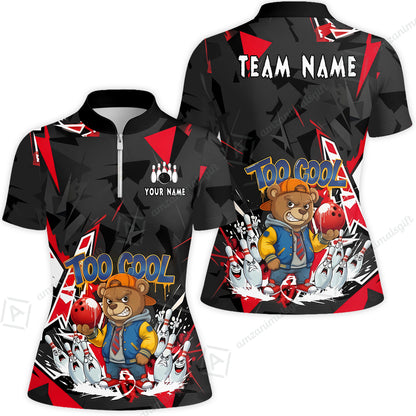 Custom Bowling Jersey Polo Shirt, Streetwear Style Bear Bowling, Custom Bowling Jersey Team Shirt For Players With Name & Team Name