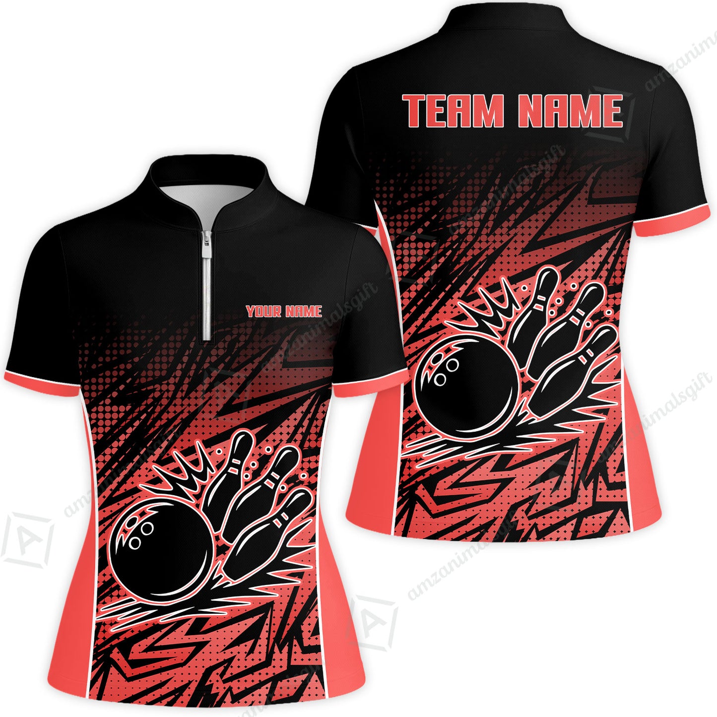 Customized Bowling Unisex Polo Shirt, Abstract Sameless Pattern Color Bowling Uniforms, Personalized Name And Team Name