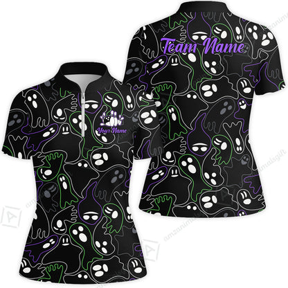 Custom Bowling Jersey Polo Shirt, Halloween Ghost Bowling, Custom Bowling Jersey Team Shirt For Players With Name & Team Name