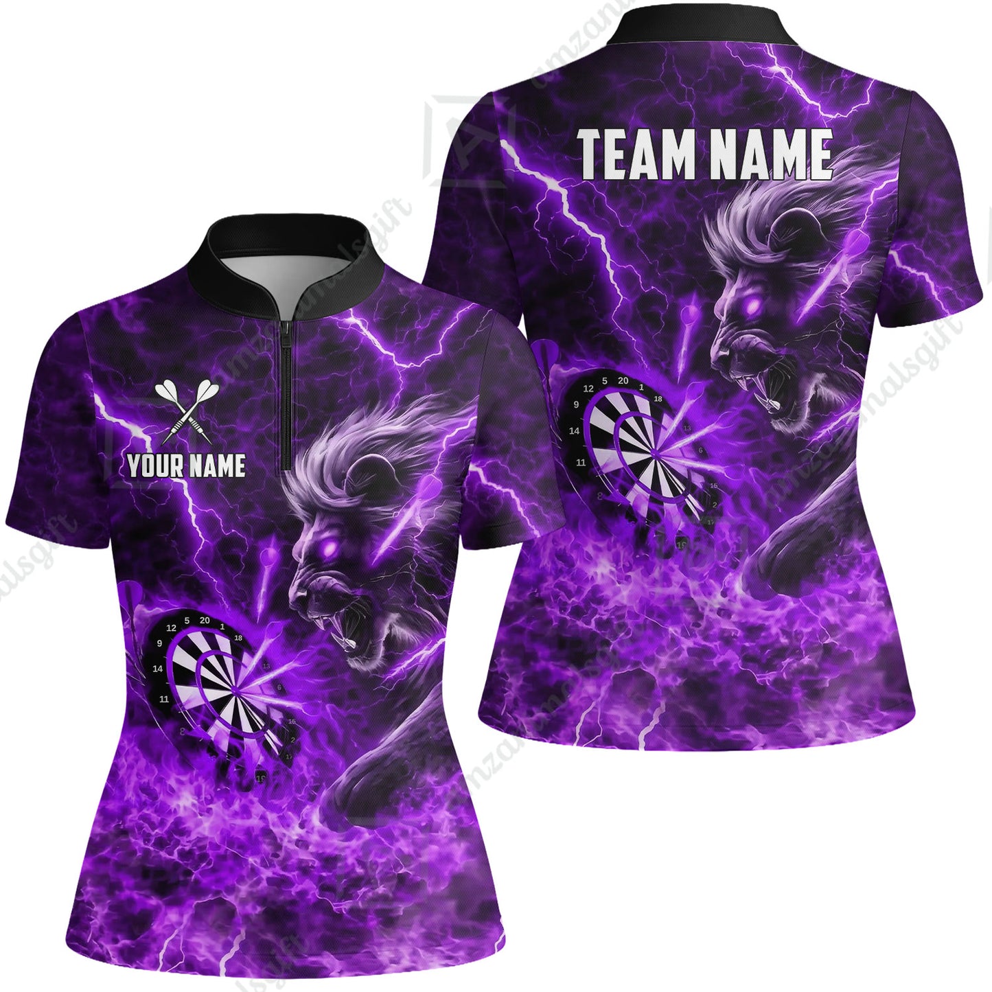 Custom Darts Team Jersey, Personalized Lightning Lion Jersey Shirt For Players With Name & Team Name