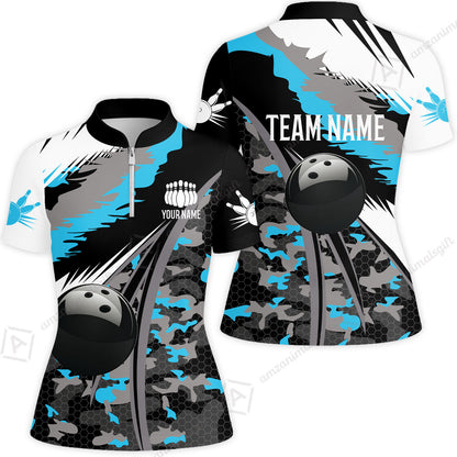 Custom Bowling Team Jersey, Personalized Long Sleeve Jersey Shirt Camo Bowling Shirt with Name & Team Name